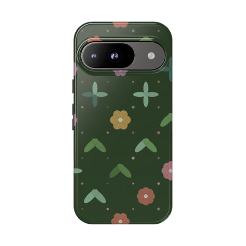 Botanical theme phone case (green shapes)